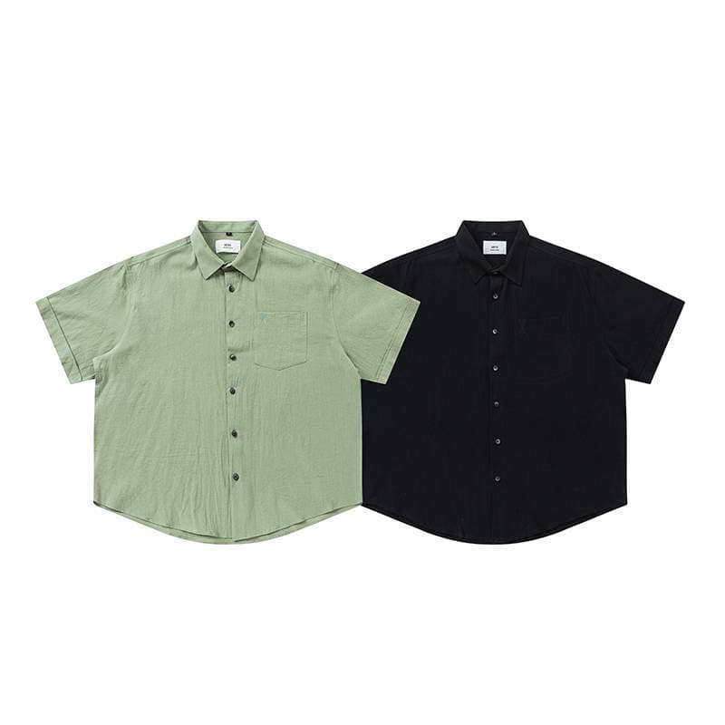 Ami Spring/Summer Series Love Embroidery silhouette short-sleeved shirt Everyday Fabulous oversized version men and women alike (available from stock)