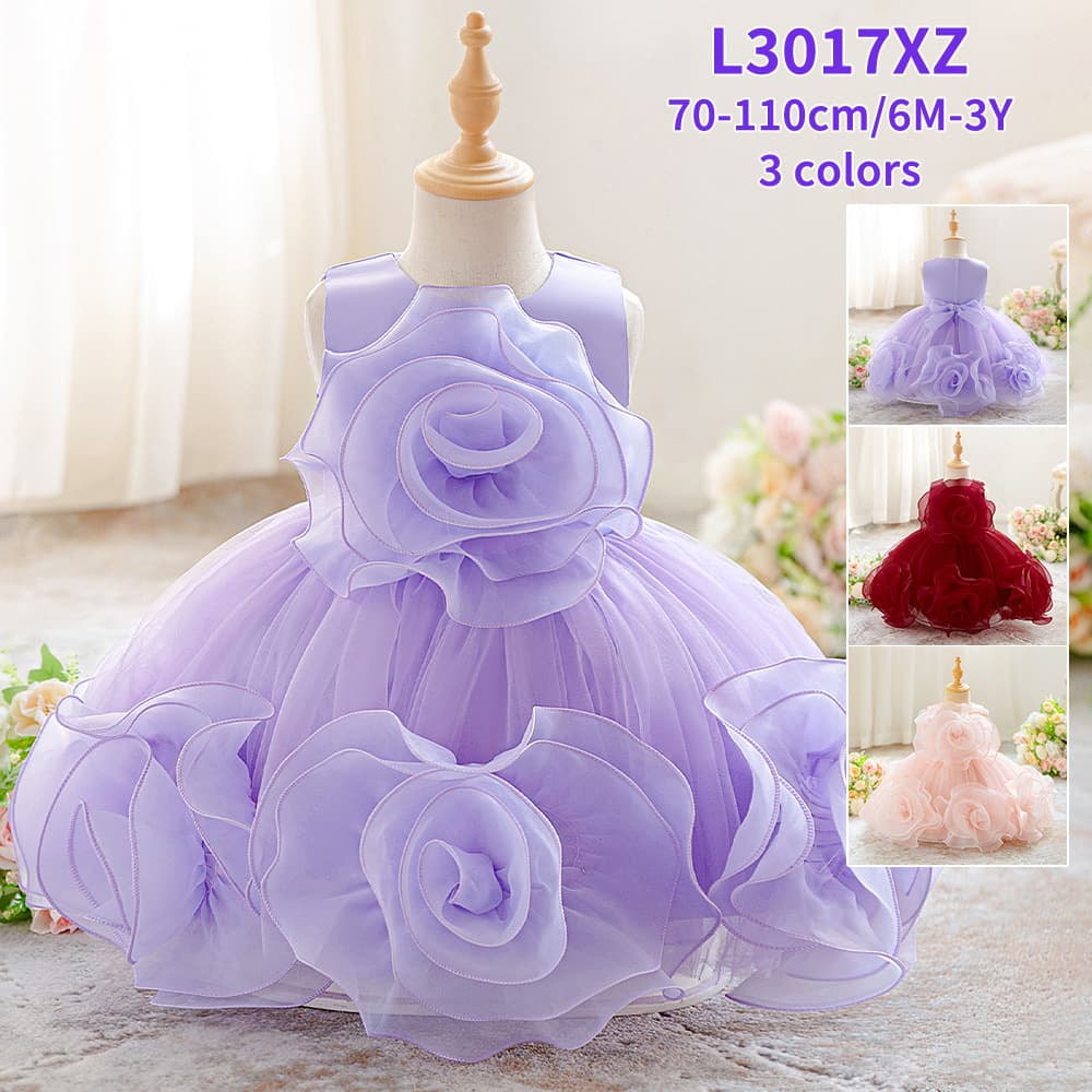 Mother & Kids Girl's Princess Dress With Floral Lace – Elegant Puffy Gown For Piano Recitals & Hosting (6M-3Y, 3 Colors, OEKO-TEX® Certified)​