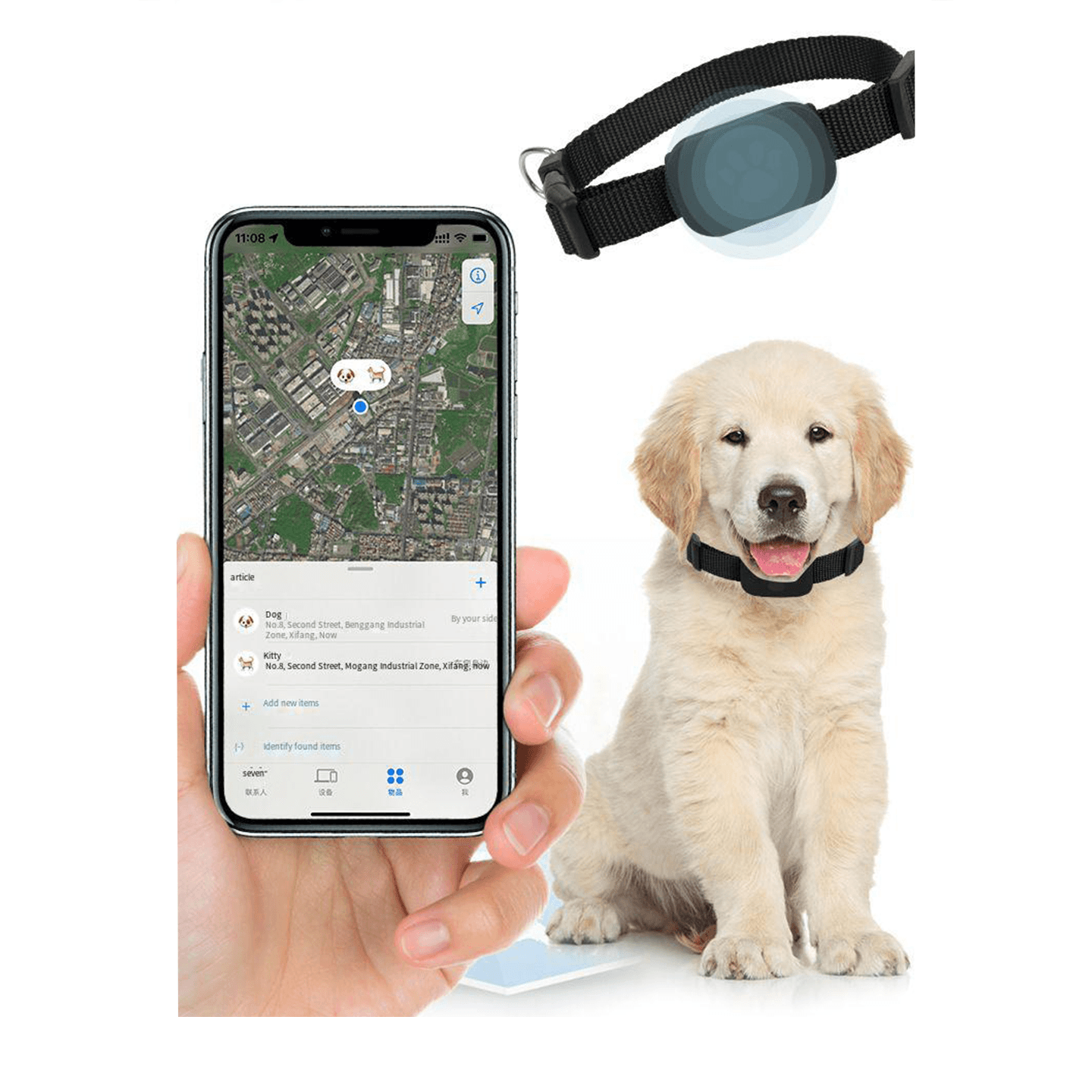 Find My Pet Locator collar Cat and dog anti-loss tracker Remote GPS for iOS