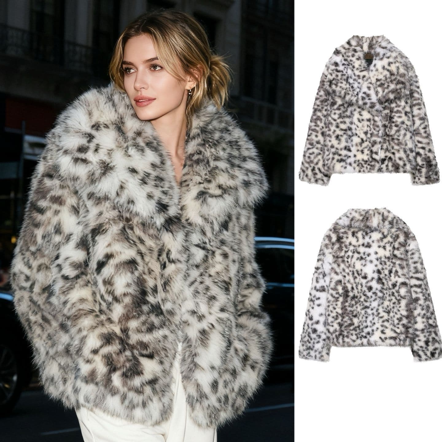 ​​Women’s Animal Print Fur Jacket – Fashionable & Bold, European & American Style​​