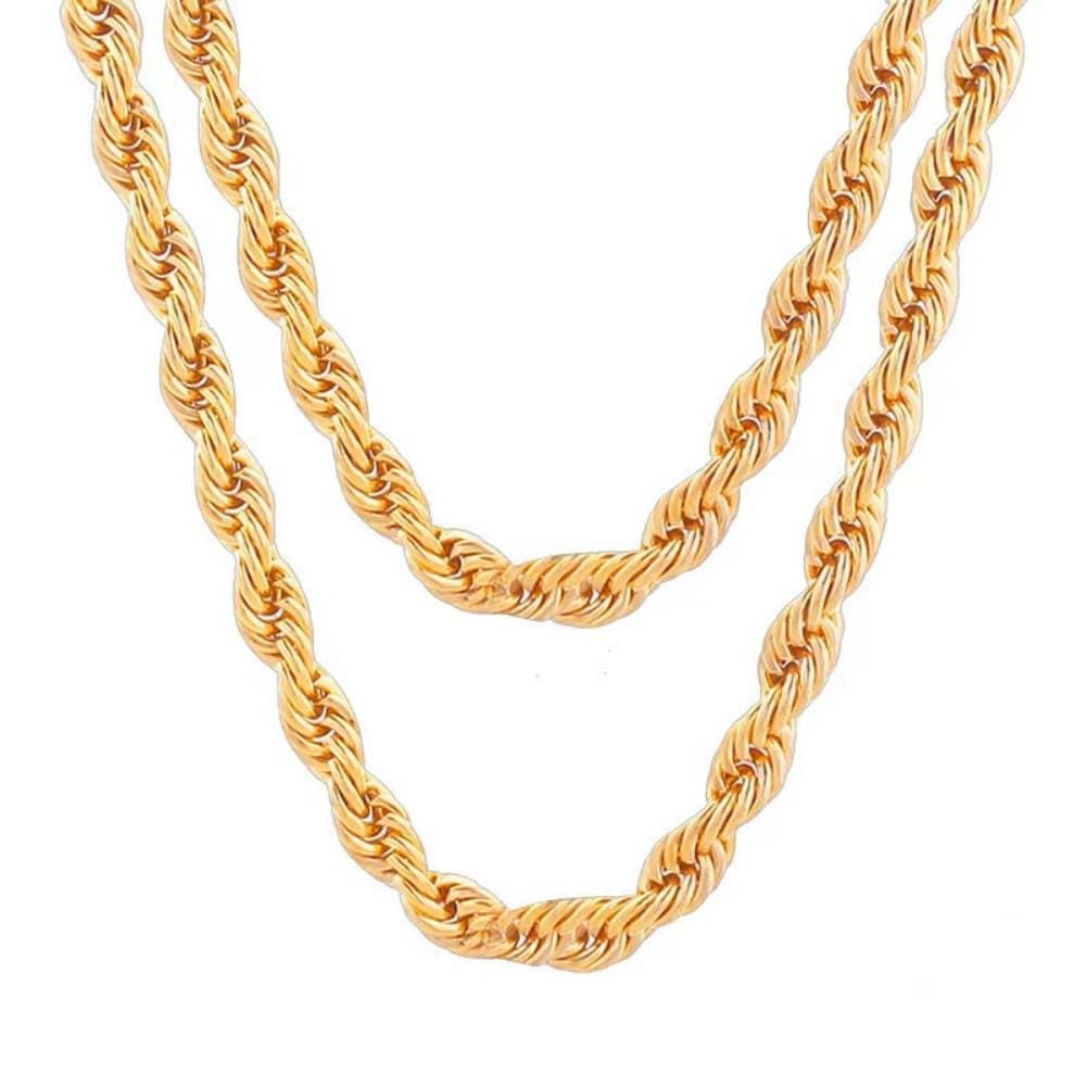 Jinshihu JSH Gold Plated Color Preserving 4MM Fried Dough Twists Rope Necklace With Long Buckle Is Fashionable And
