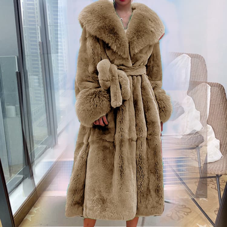 Women's Clothing Fur Collar Fashion Fur Coat Women's Medium Length Thickened Temperament Loose Casual Coat