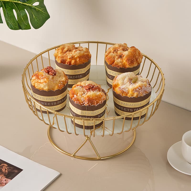 Elegant Metal Fruit Bowl – High-Foot Round Serving Tray For Fruits, Snacks & Home Decor (Gold/Black, Small & Large Sizes)​