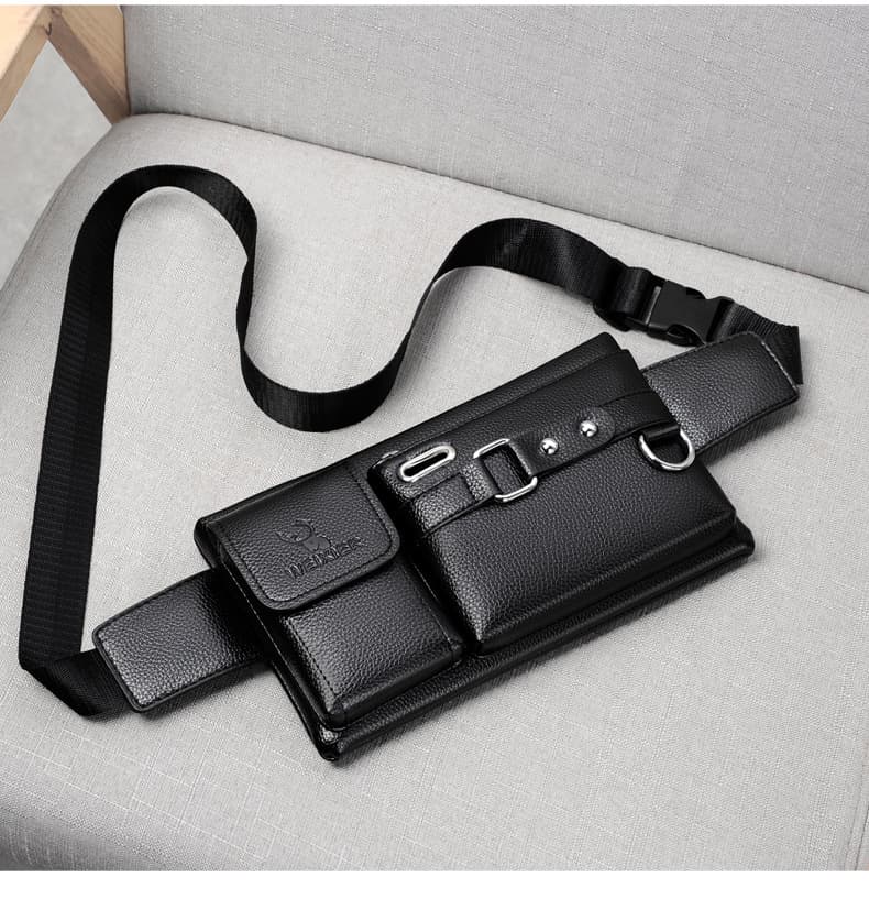 Shoulder Bag Chest Pack Sports Waist Pack Multi-functional Outdoor Mobile Phone Bag Pu Crossbody Bag Riding Waist Pack Male