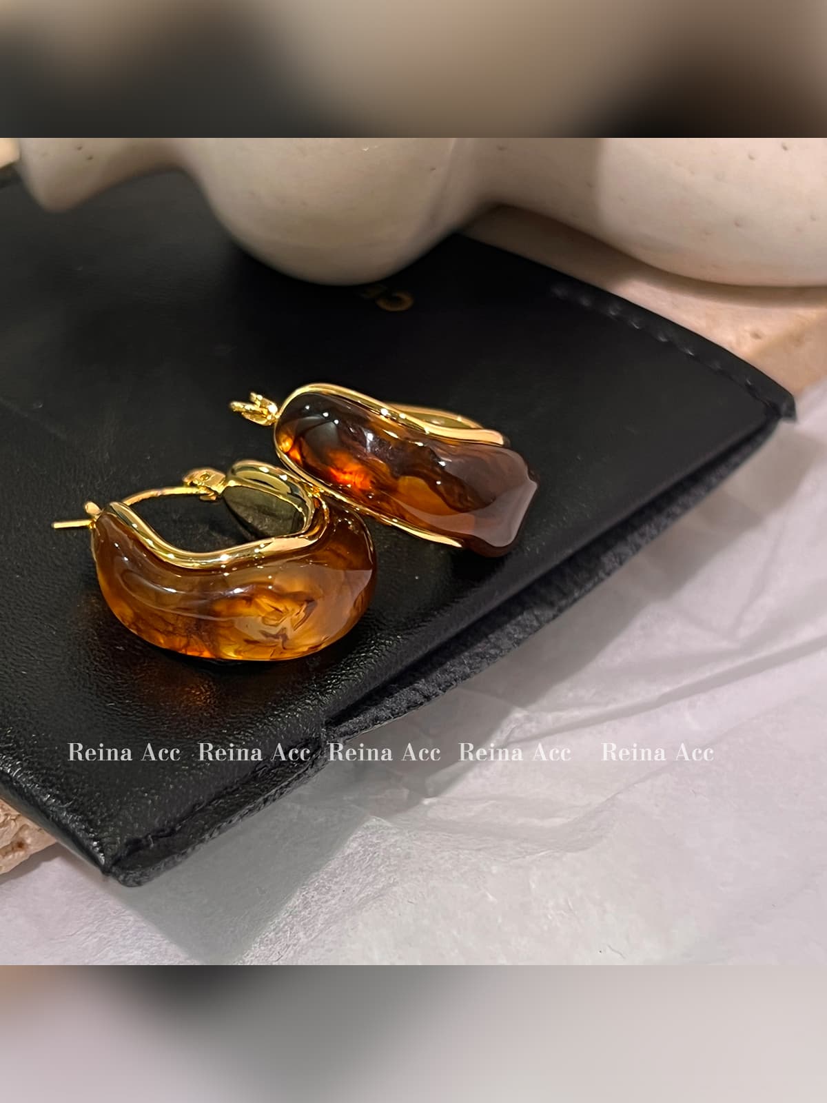 Maillard and Brown 2024 New Unique Design Sense High end Ring Earrings Light Luxury Summer