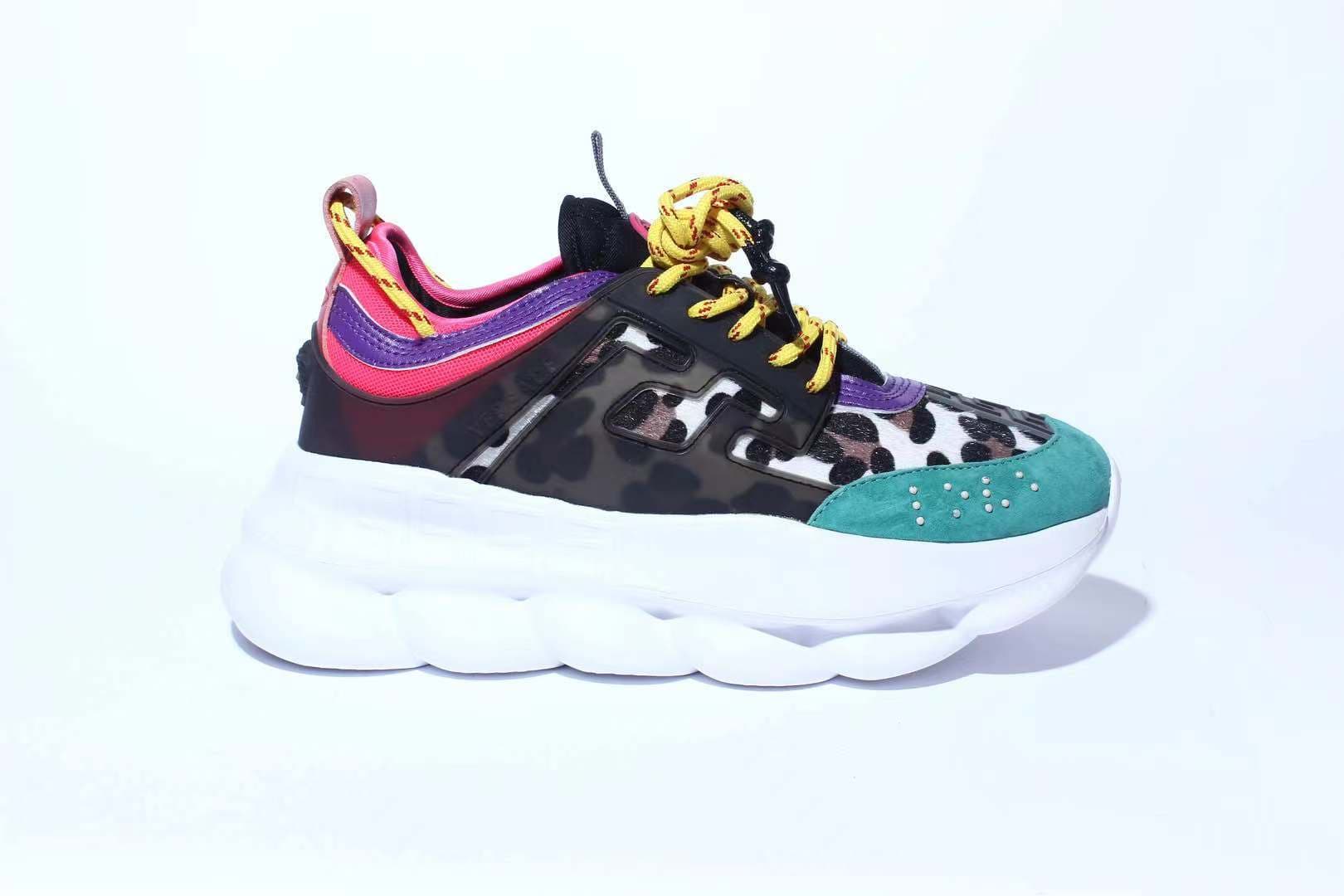 Top Casual Chaussures Italie Réfléchissant Hauteur Chain Reaction Baskets Triple Noir Blanc Multicolore Daim Rouge Bleu Jaune