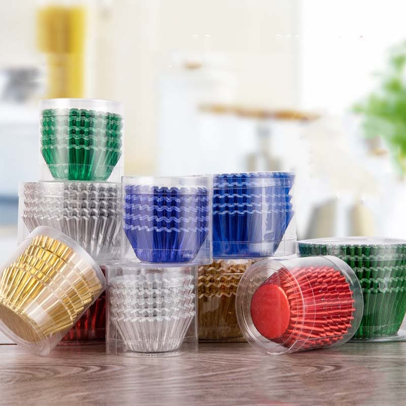Easter‘s Day Bakeware Cake Paper Tray Cup Cake Paper Cup Gold And Silver Thick Aluminum Foil Oil Proof Snow Cookie Paper Baking Muffin Cup