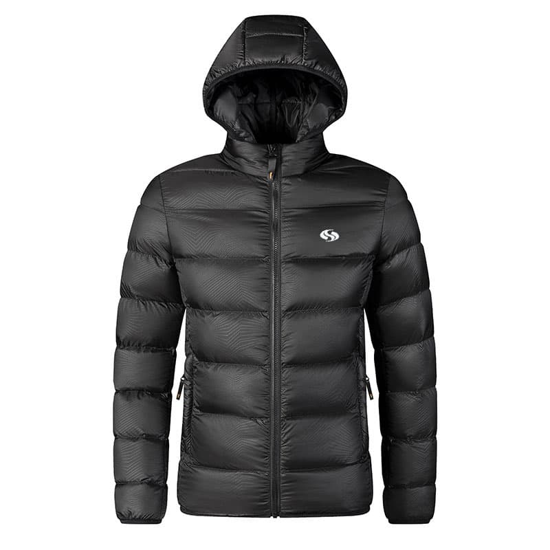 Men's Lightweight Short Puffer Jacket With S Letter Print, Casual Zip Up Hooded Coat For Men, Minimalist Style, Fall Winter 2025