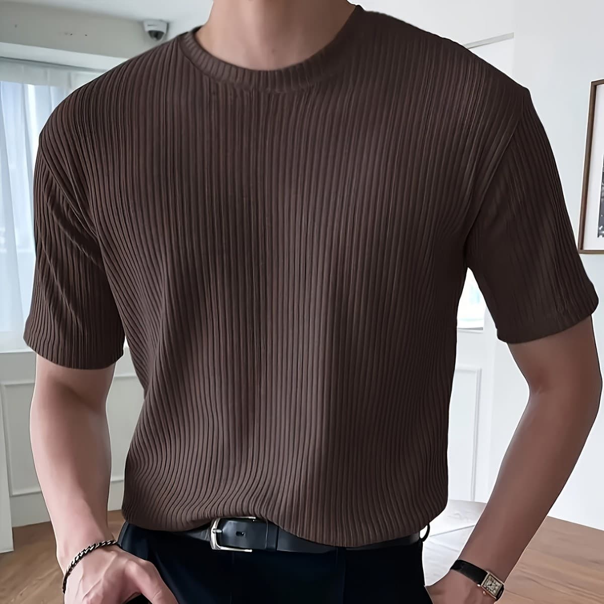 Men's Slim Fit Striped Short Sleeve T-Shirt - Breathable Quick-Dry Athletic Tee For Gym, Running & Casual Wear