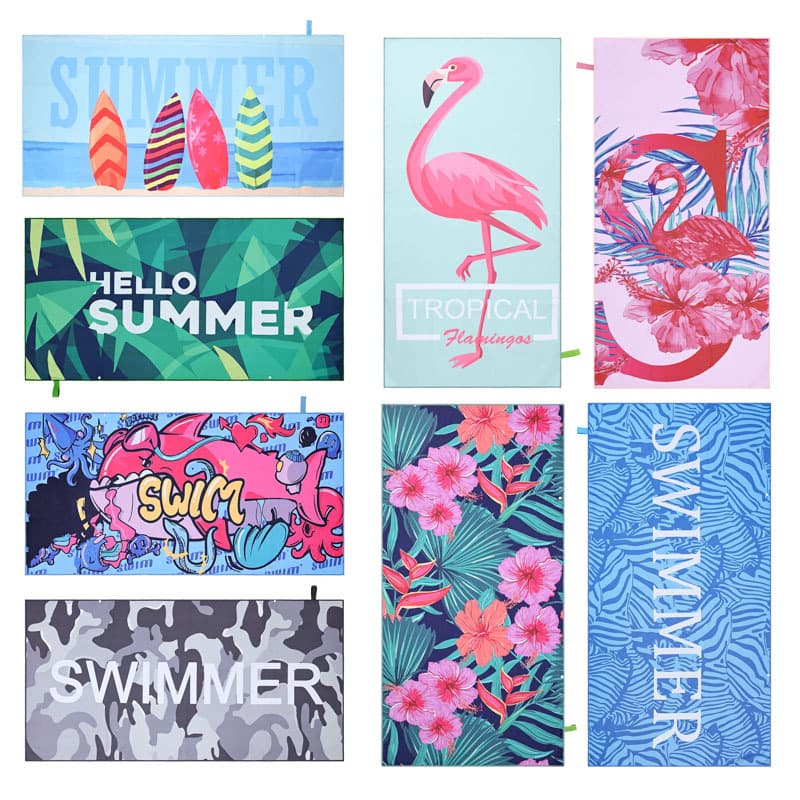 Double-Sided Microfiber Quick-Dry Beach Towel - Absorbent Swim & Travel Towel With Snap Button & Pouch (Sand-Resistant, Lightweight)