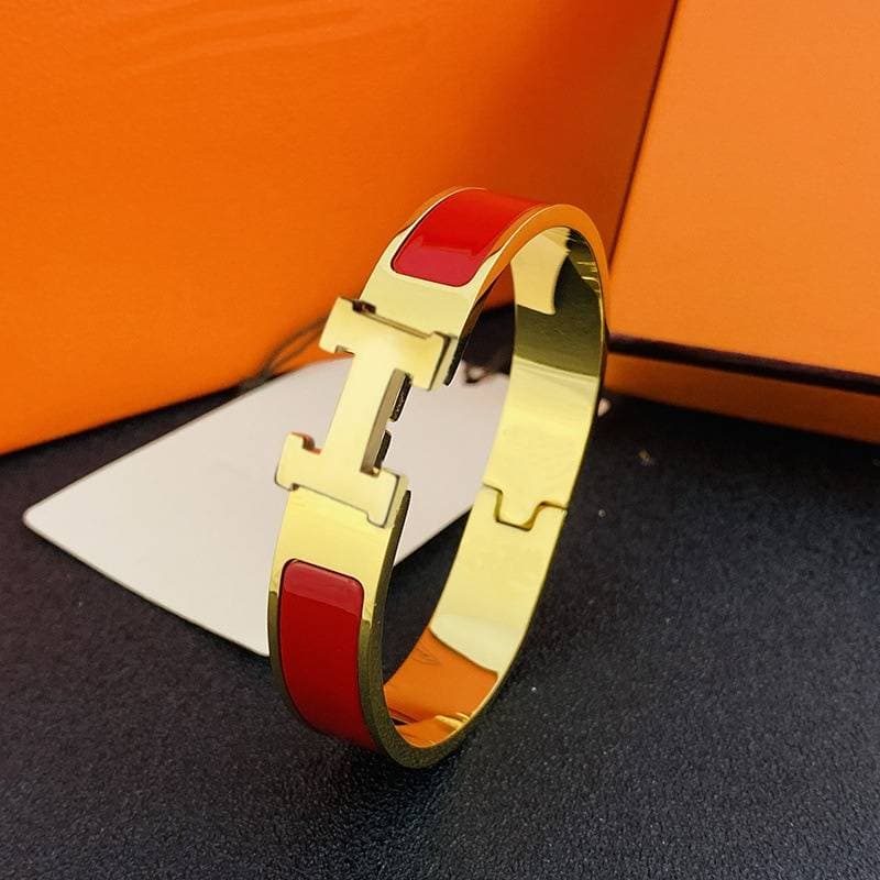 Bracelet classique en émail avec lettre H de créateur, large boucle en or, bracelet H européen et américain, bracelet pour couple