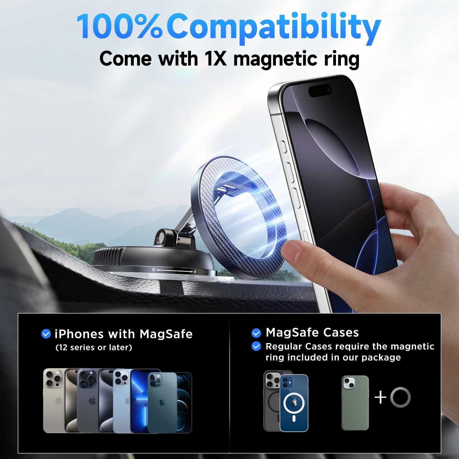 Car Phone Holder For Magsafe [Strongest Magnetic] 360° Adjustable Car Phone Mount, Phone Holders For Car For IPhone 16 Pro Max 15 14 13 12 Plus
