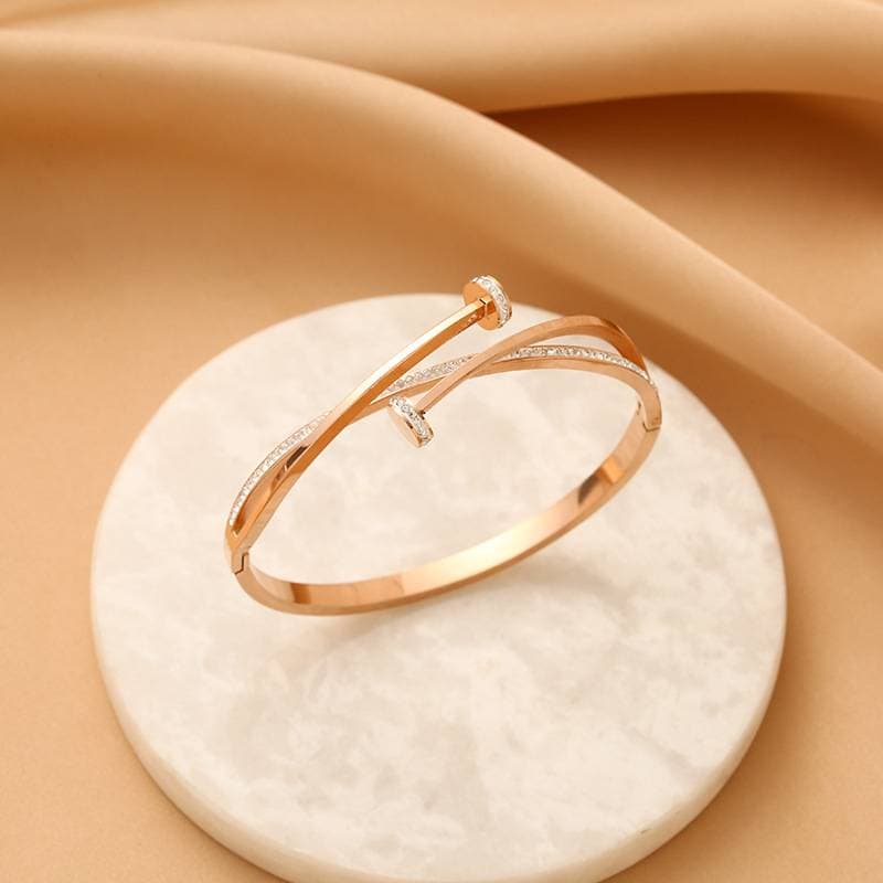 Titanium Steel Bracelet Female Rose Gold New Internet Celebrity Bracelet Jewelry Geometric Diamond Bracelet Simple Popular Jewelry