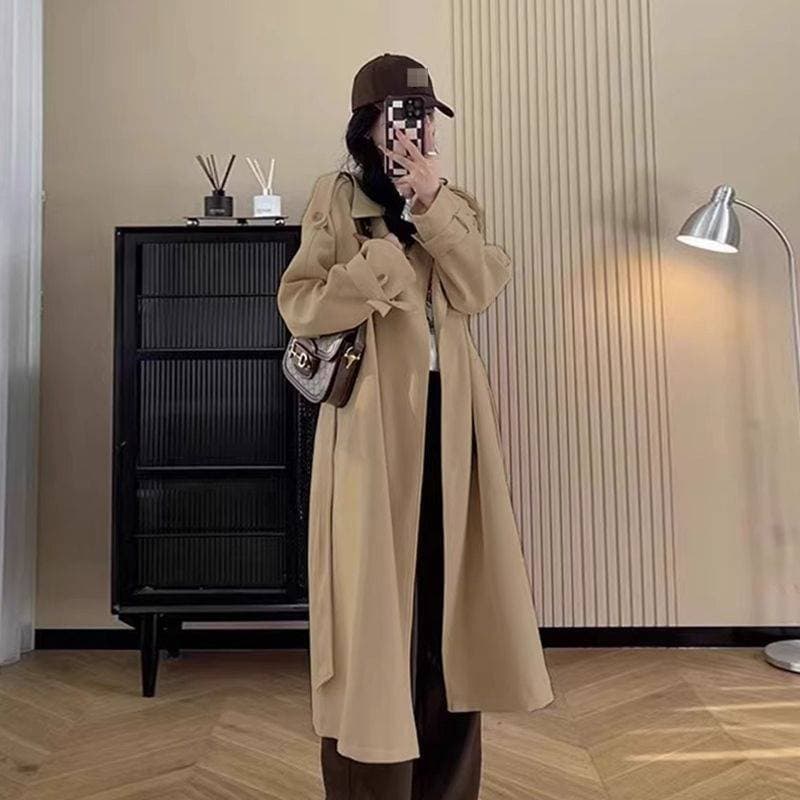 Women's Trench Coat Spring Autumn Petite Long Coat Fashionable Overcoat In Beige, Khaki, Black Fashion Trends
