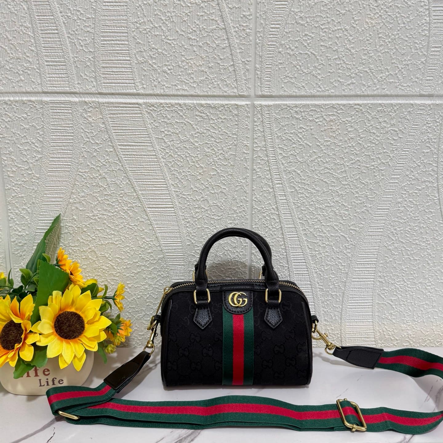 Sac Boston Gucci petit modèle, sac oreiller, sac à main femme de haute qualité, sac bandoulière large