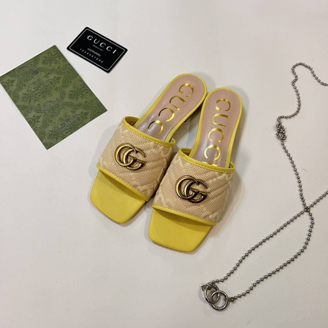 Sandales plates pour femmes de marque de luxe GG, à la mode et authentiques, chaussures plates décontractées, pantoufles de maison et d'extérieur