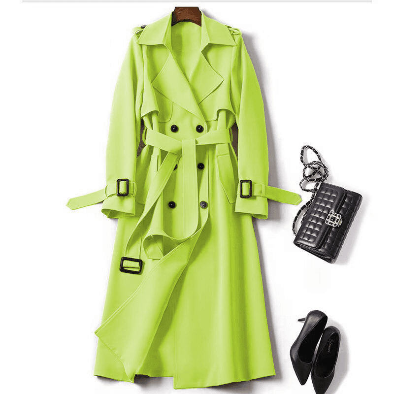 Manteau long croisé pour femme, style coréen, idéal pour le printemps et les déplacements, taille S, tendance et de style britannique.