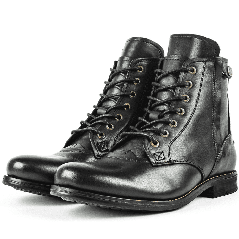 Men’s Shoes Knight Series Polished Two Tone Side Zipper Plus Size Knight Boots Mens Leather Boots