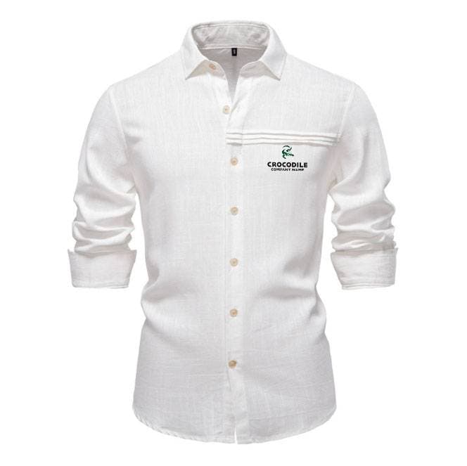 Men's Basic Cotton And Linen Embroidered Shirt Spring And Summer New Arrivals All-match Linen Shirt Vacation