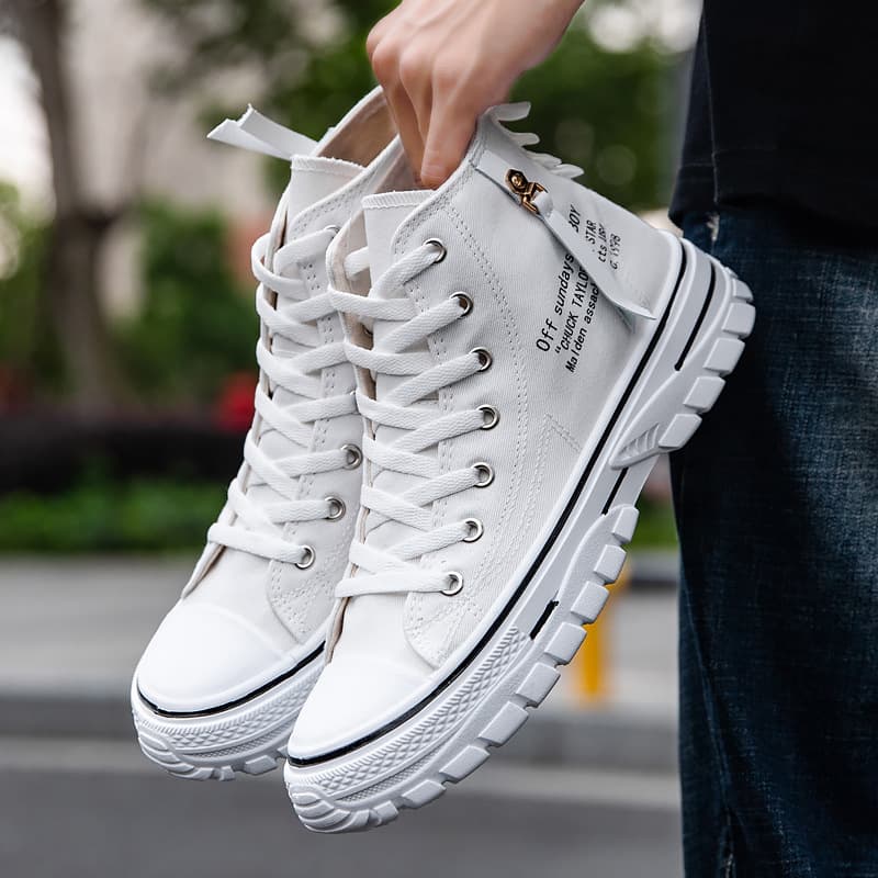 NEW Autumn New Korean-style Breathable High-top Men's Canvas Shoes, Trendy Casual Board Shoes, Versatile Student Single Shoes