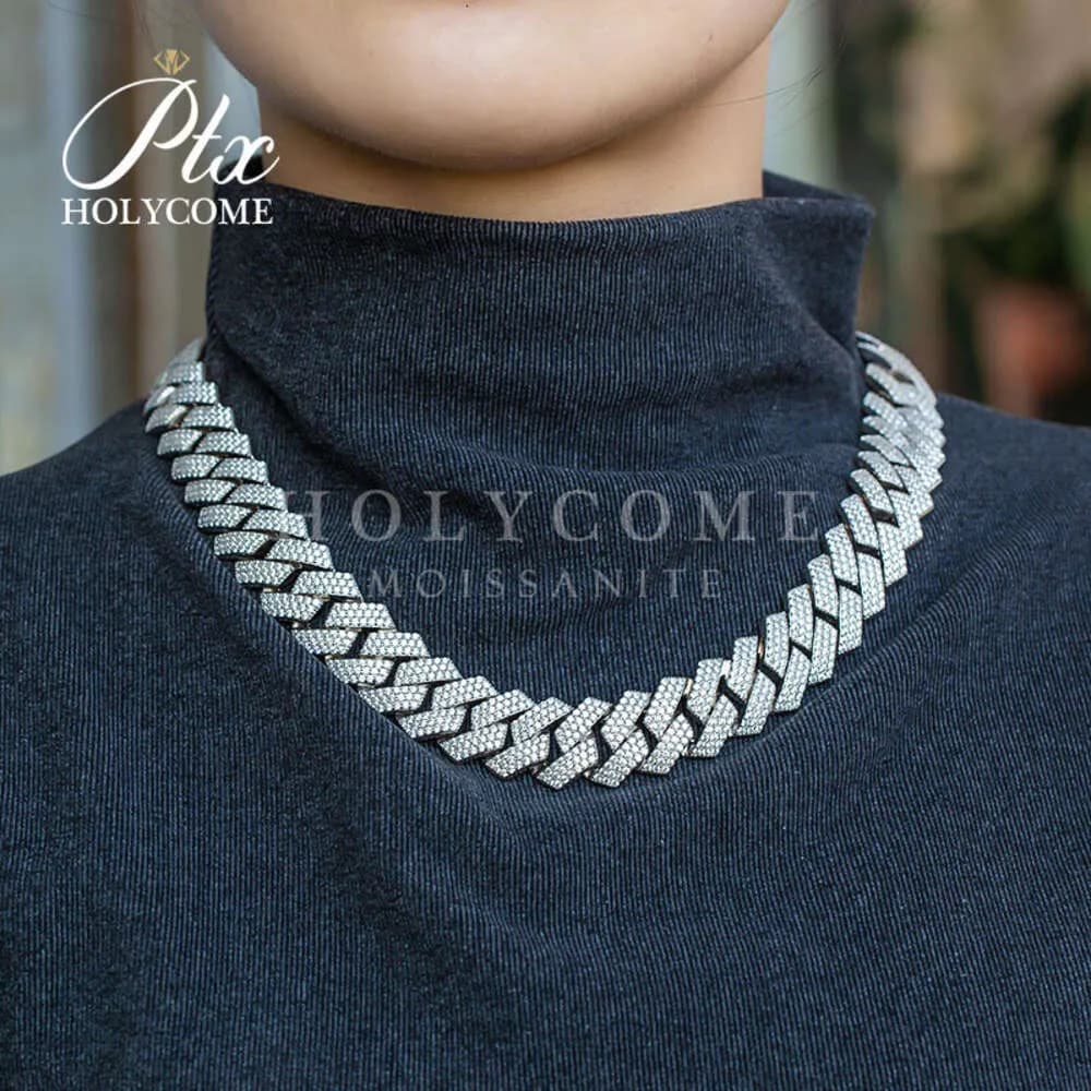 Sier Ice Out 12mm 15mm 18mm 20mm Diamond Chain Mens Moissanite Rapper hip hop chain Cuban Link gift