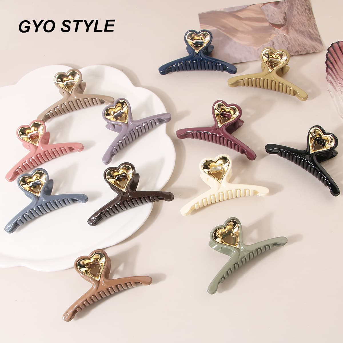 Guanyang cross-border new love clip hairpin female simple fashion hairpin back of the head hair shark clip hair accessories