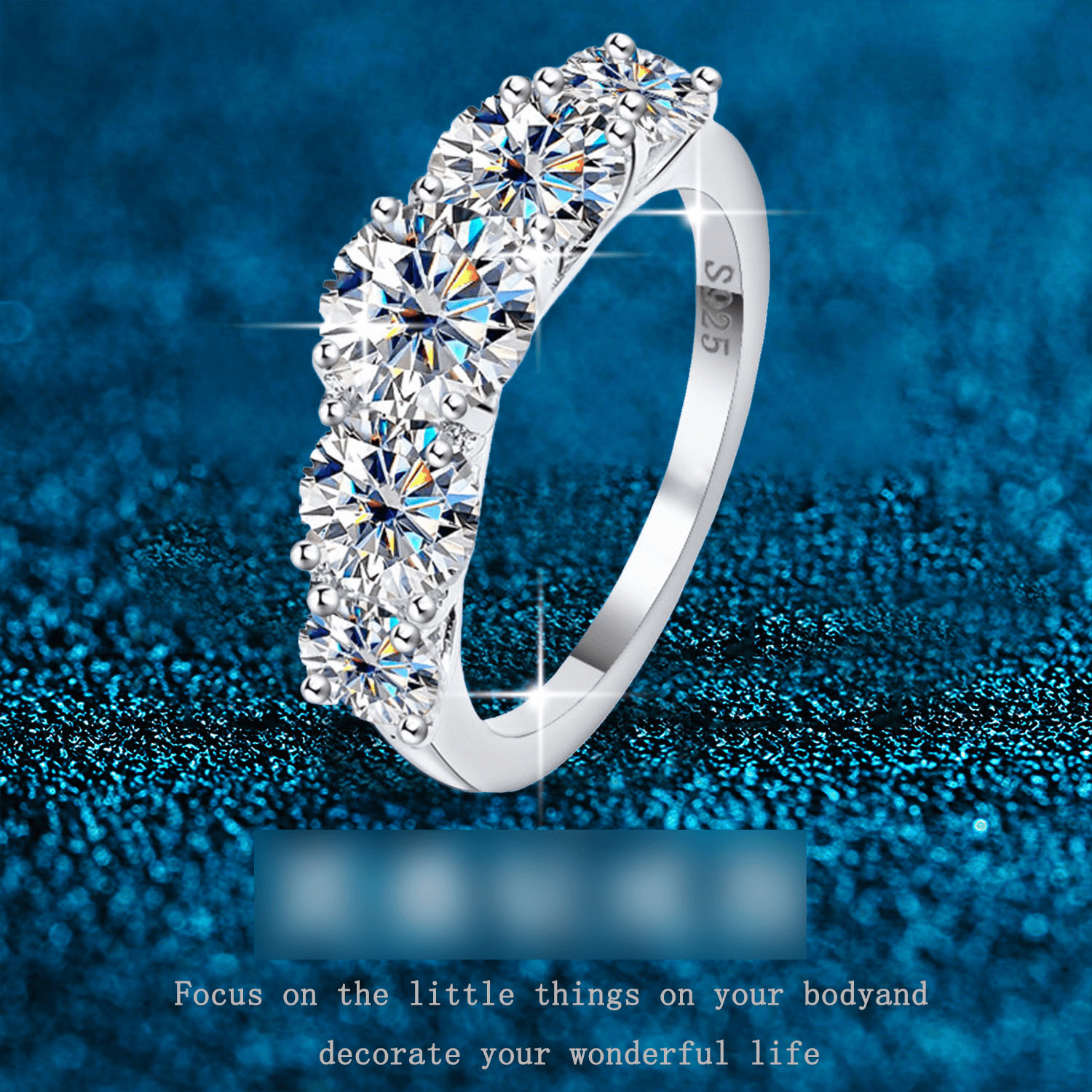 Women's Jewelry S925 Sterling Silver Moissanite Ring Five Diamond Female Ring Luxury Design