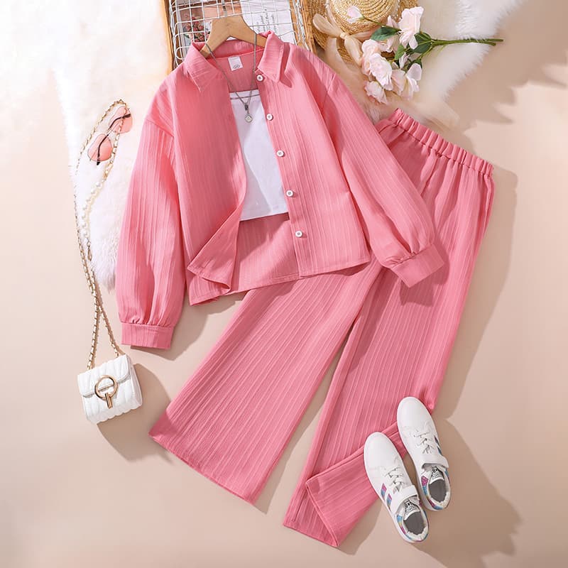 Parent Child Matching Style Outfits For Boys And Girls Long Sleeved Shirt And Trousers Two Piece Set New Spring