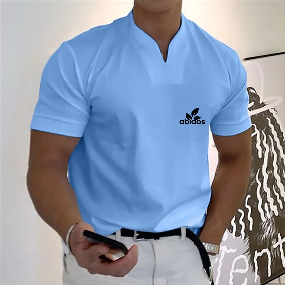2023 Summer New Men's T-shirt Printed Loose Fit Sports Fitness T-shirt Large V-neck Short Sleeve