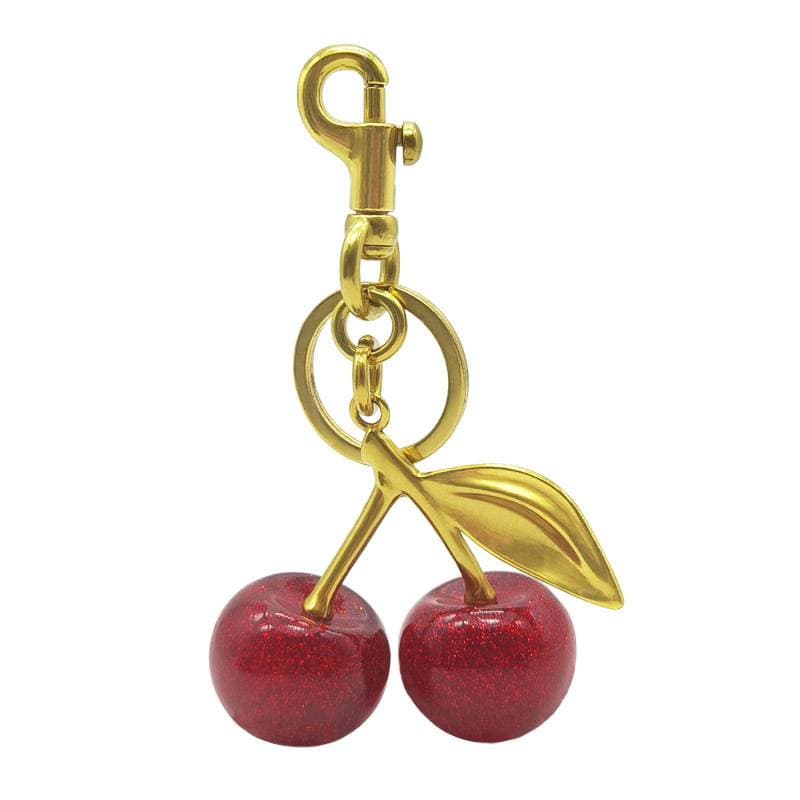 Cherry Bag Charm, Cherry Keychain Accessory Purse Charm,Rainbow wood cute wishing rabbit bag pendant small gift for female bag accessories