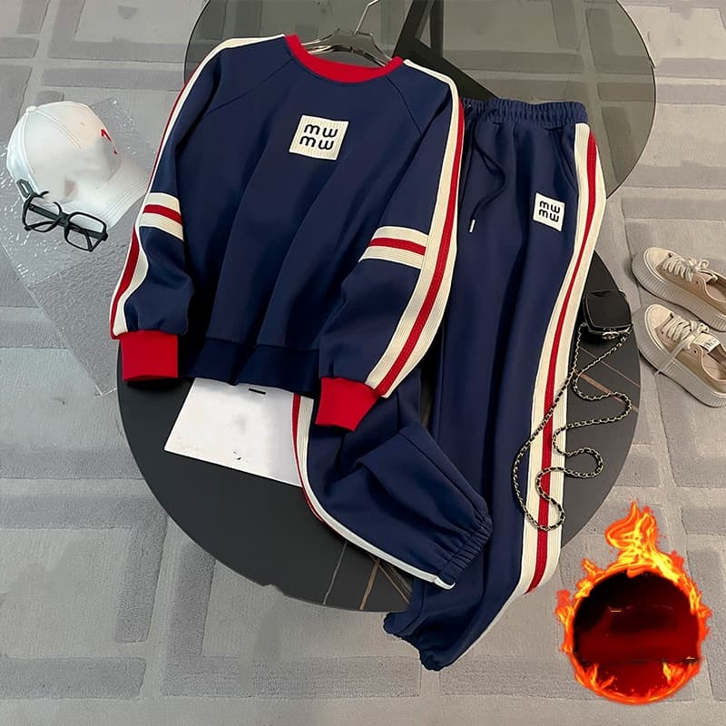 ​​"Trendy Women's Fleece-Lined Hoodie & Jogger Set - 3D Print Oversized Two-Piece Outfit For Fall/Winter"​​