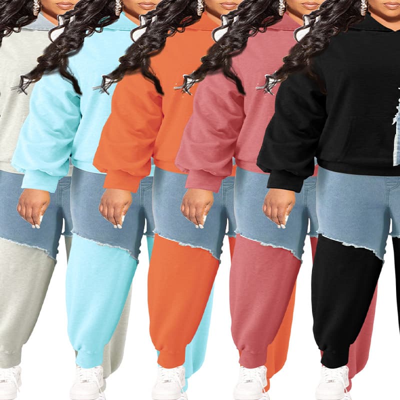 Women's Clothing Large Size Women's Clothing Winter New Tops And Pants Washed Denim Suits