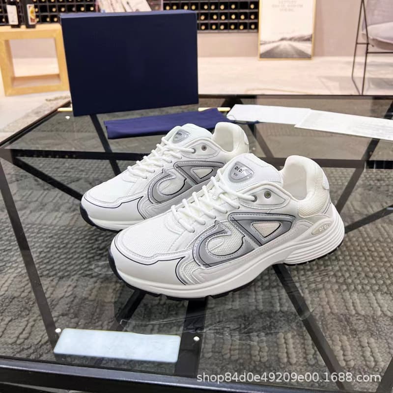 Chaussures de sport décontractées Guangzhou Goods CD Fashion B30, version haute, réfléchissantes, patchwork, pour papa, pour couple