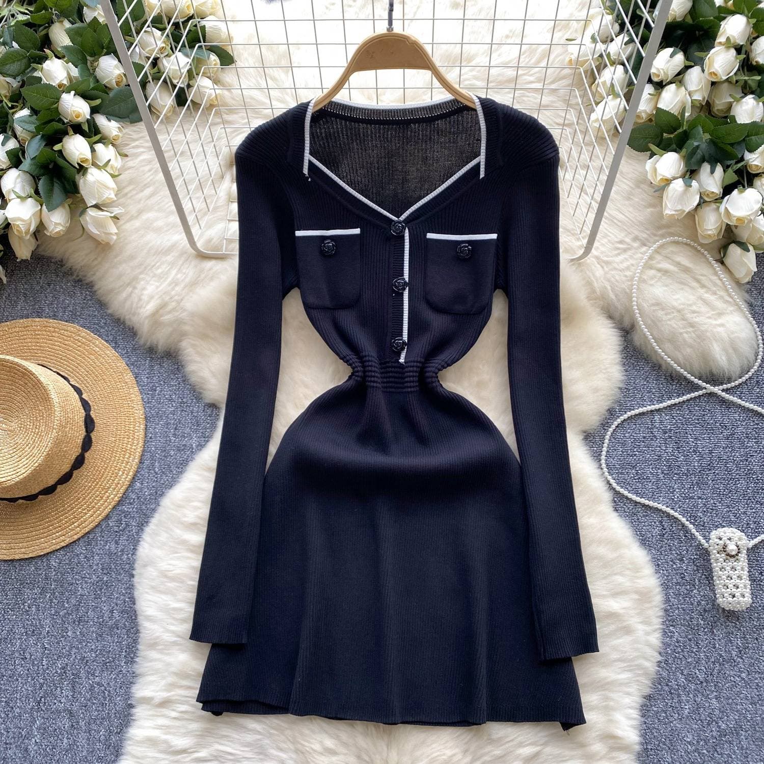 Women's Clothing Light luxury celebrity style knitted dress