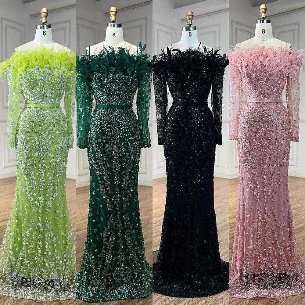 Elegant Black One-shoulder Feather Mermaid Evening Gown, A Luxurious Choice For Celebrity Banquets And Emcees.
