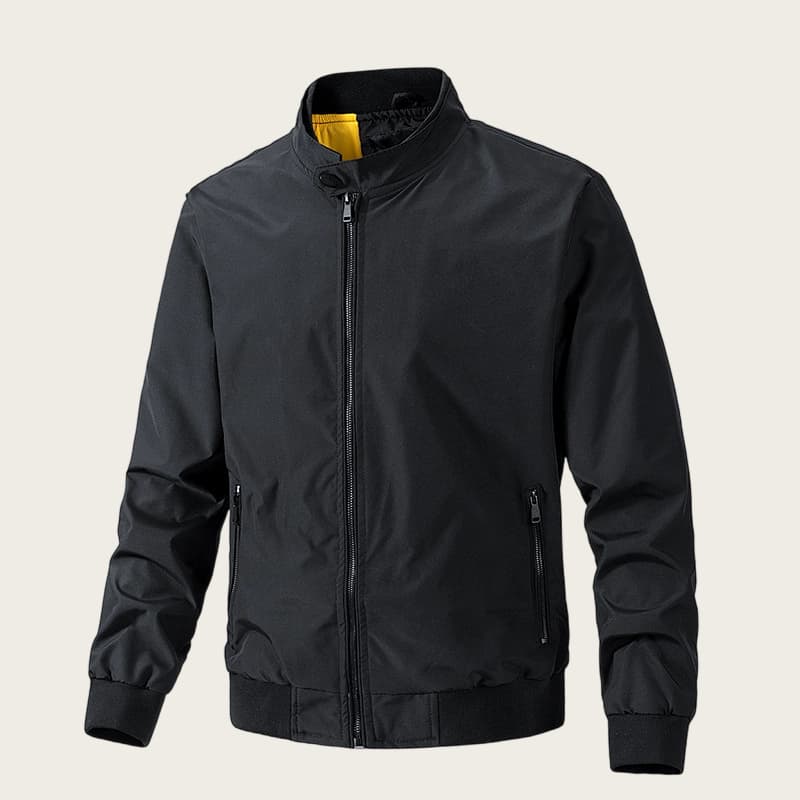 ​Men's Lightweight Flight Jacket - Slim Fit Casual Spring & Summer Bomber Jacket, Breathable Polyester, Zipper Closure, Solid Colors