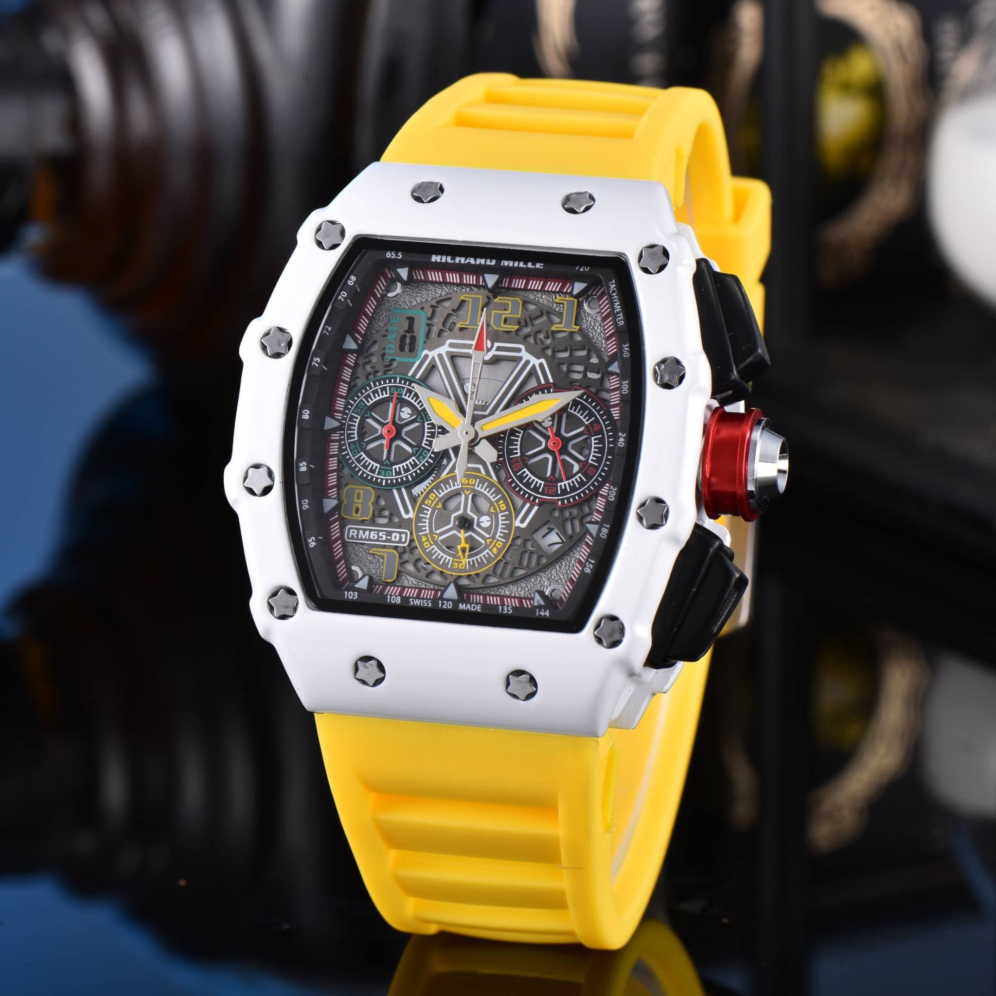 Montre homme de luxe à quartz avec calendrier, design creux AAA, 6 broches, multifonctionnelle, idéale pour les affaires. Cadeau d'anniversaire.