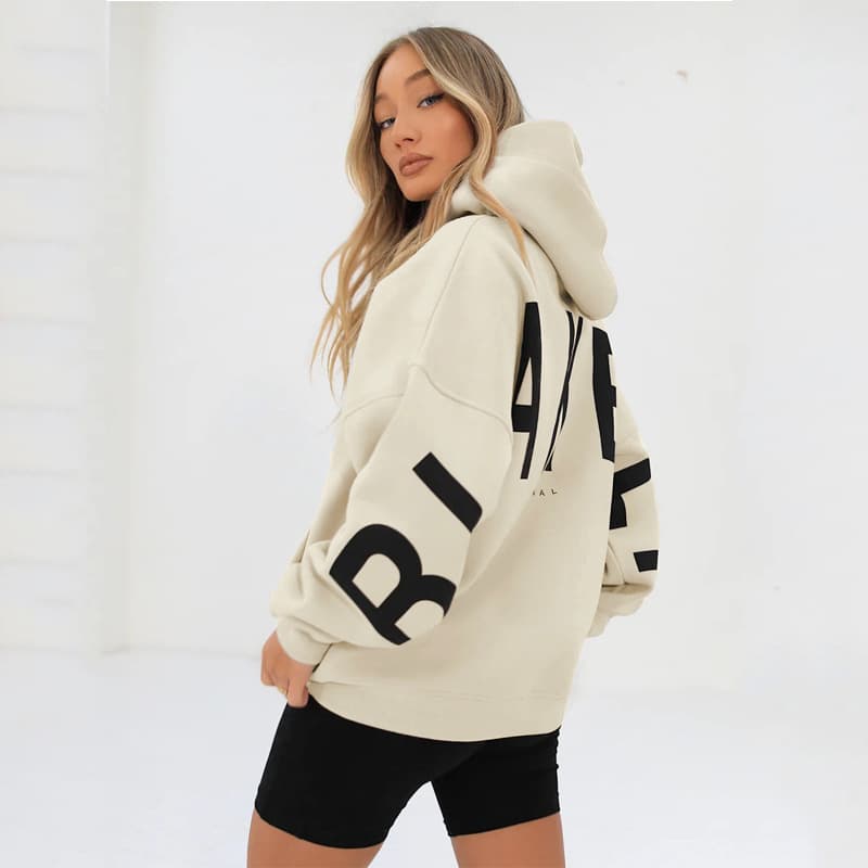 Sweat à capuche ample à manches longues pour femmes