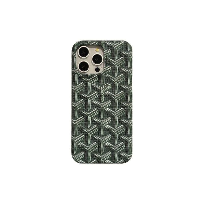 Coque premium Goyard pour iPhone 16 Pro Max, design géométrique avec finition texturée, protection durable pour iPhone 15/14/13/12, élégante et
