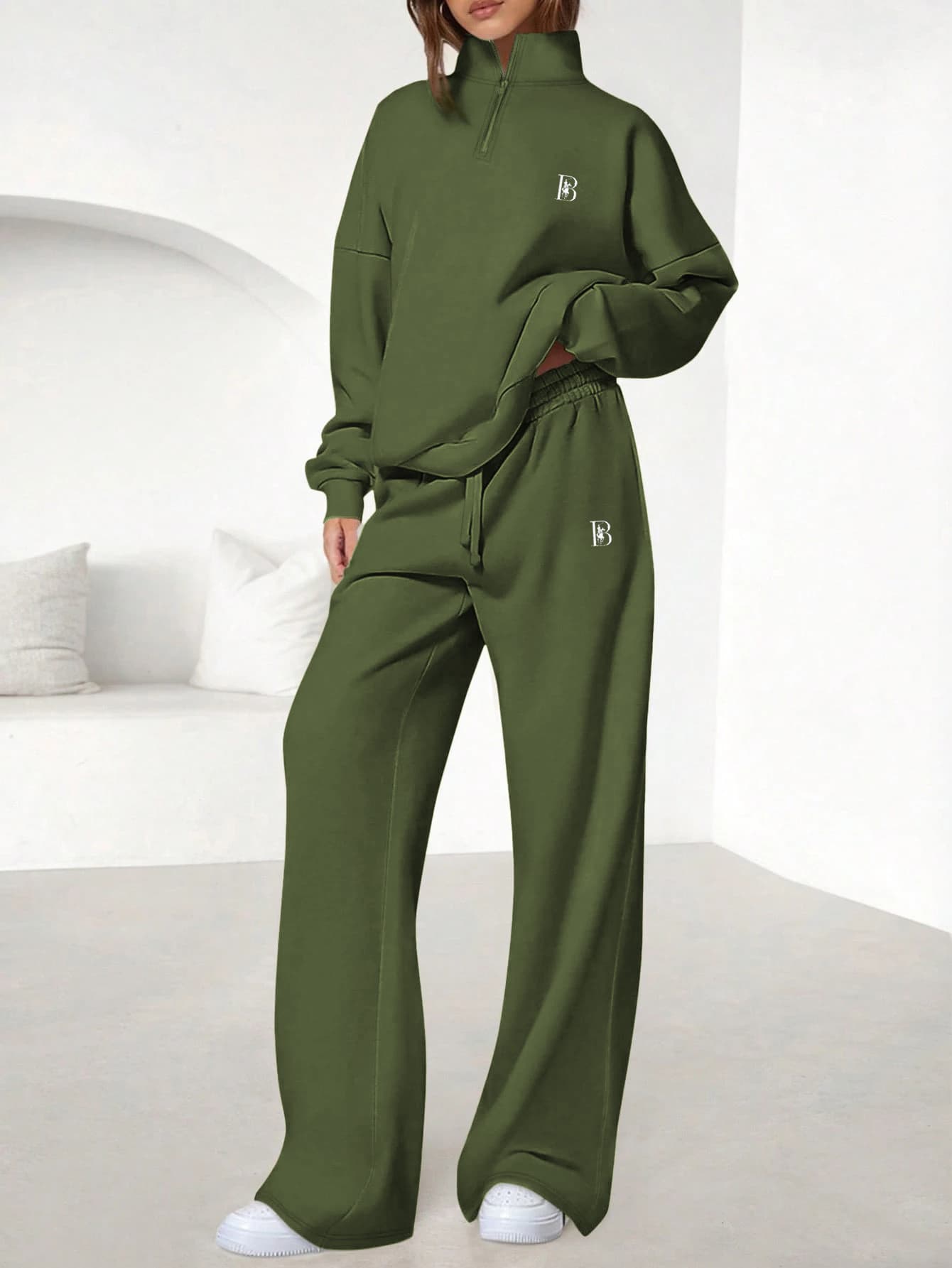 ​​Unisex Printed Hoodie & Wide-Leg Pants Set - Trendy Matching Loungewear For Fall/Winter​​-3