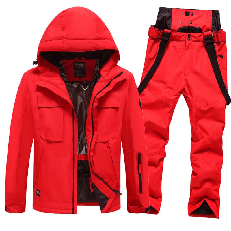 Trendy solid color ski suits, windproof, warm and cold proof, thickened single and double board skiing clothes and pants equipment, large size