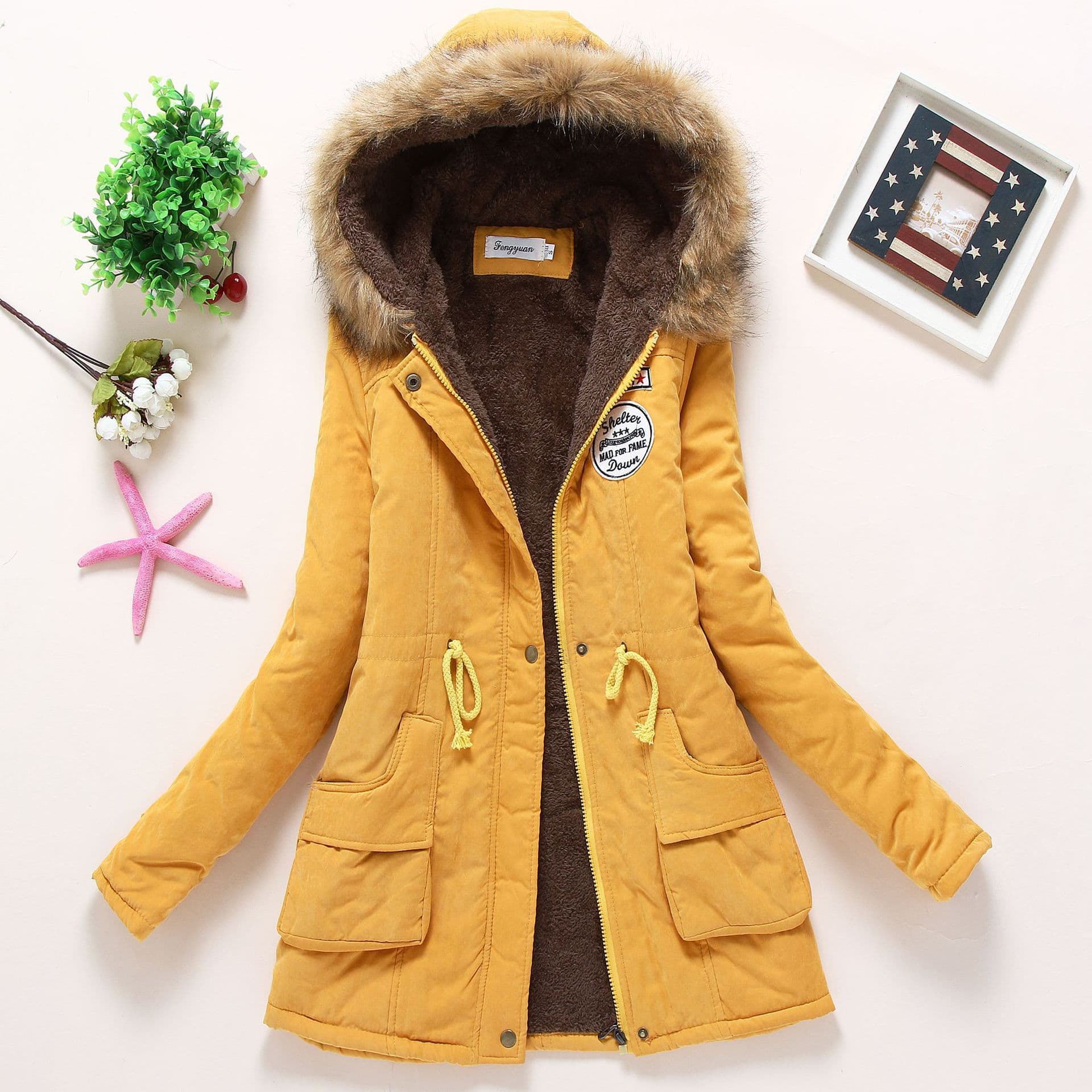 Women's Clothing 2024 Winter New Medium Long Cotton Coat Women's Large Fur Collar Lambskin Coat Plus Velvet Thickening Loose Cotton Clothes Trendy