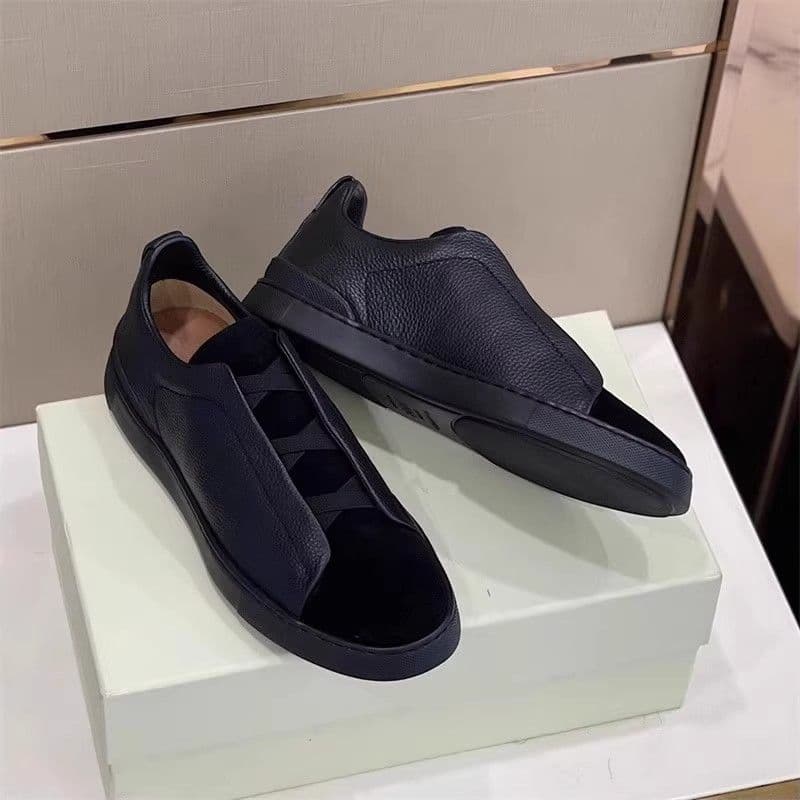 Z Genuine Leather Low Top Slip On Driving Casual Fashion Sports Shoes 2026 New White Sneakers Men