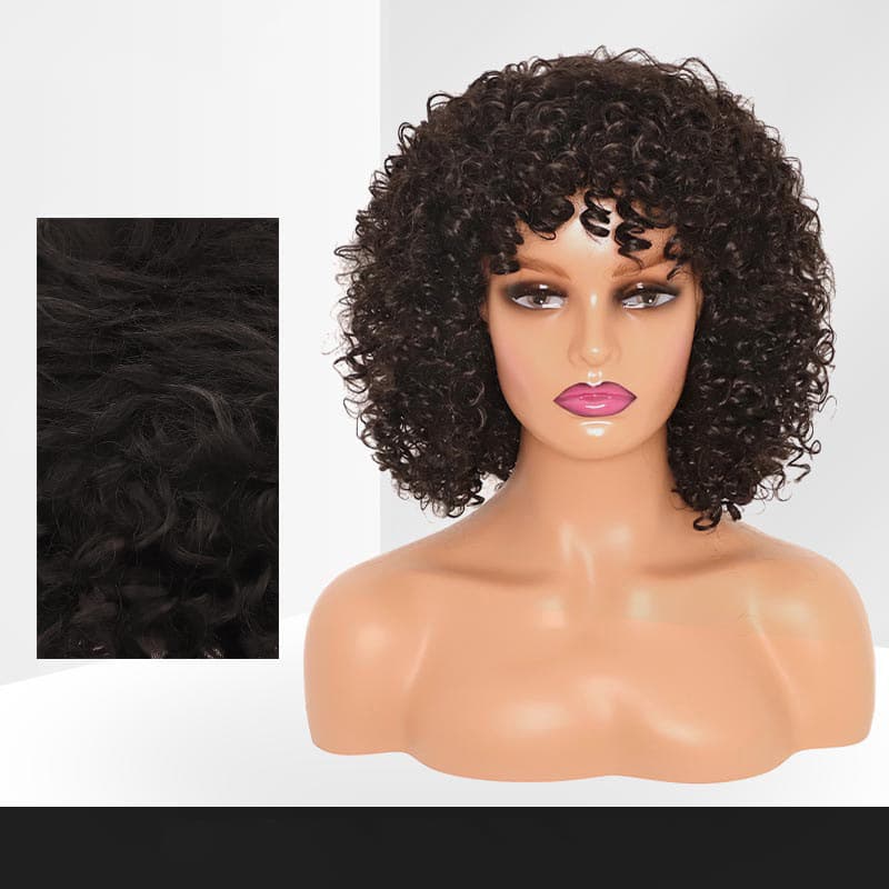 Wig head cover female chemical fiber high temperature silk small roll caterpillar long curly hair head cover