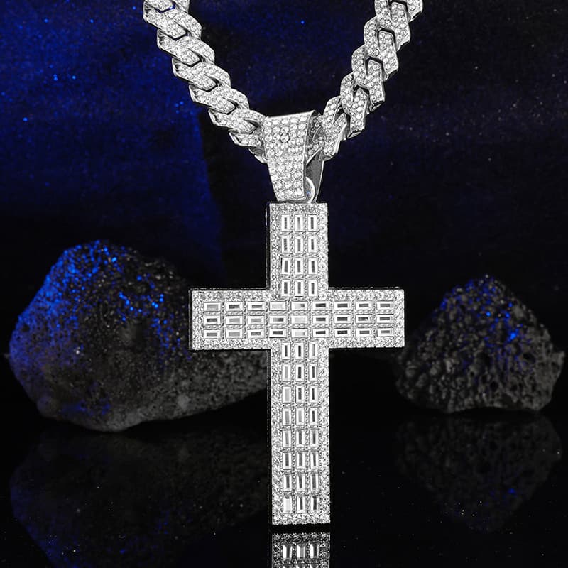 New T-square full diamond cross pendant with high-quality exaggerated alloy rhinestone cross necklace pendant