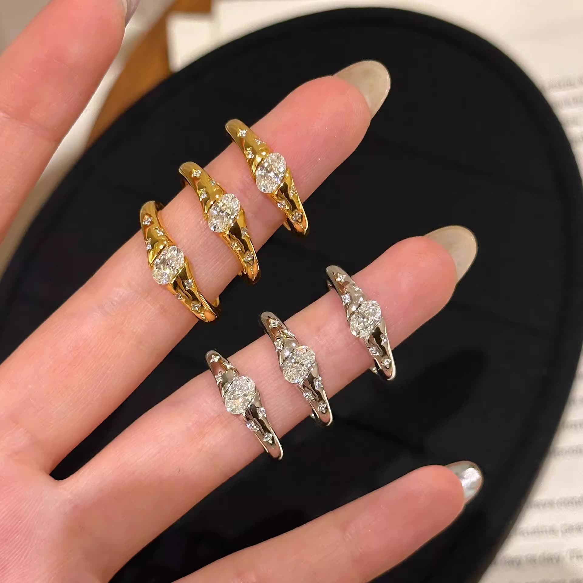 Starfall Asteroid For Women, Versatile, Light Luxury, High-End Feel, Index Finger Ring, Fashionable, Simple Ring Jewelry