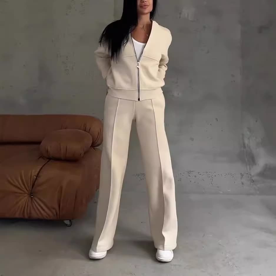 Women's Clothing Independent Station Women's Suit Autumn New Women's Solid Color Sweater Casual Suit