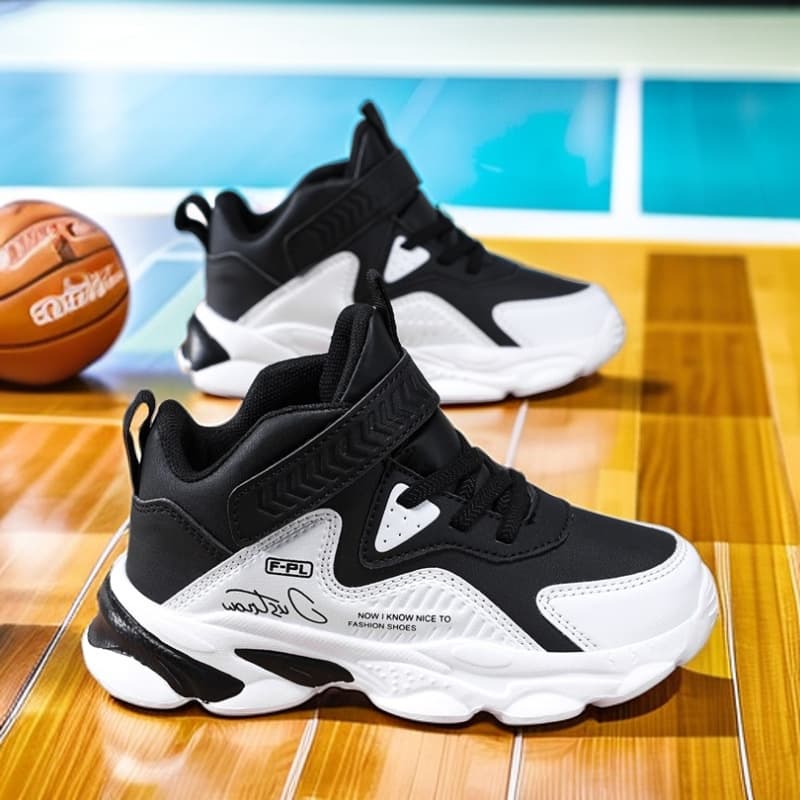 Kids' shoes children's shoes boys' sports shoes 2024 autumn new leather waterproof medium and large children's boys wear resistant basketball shoes