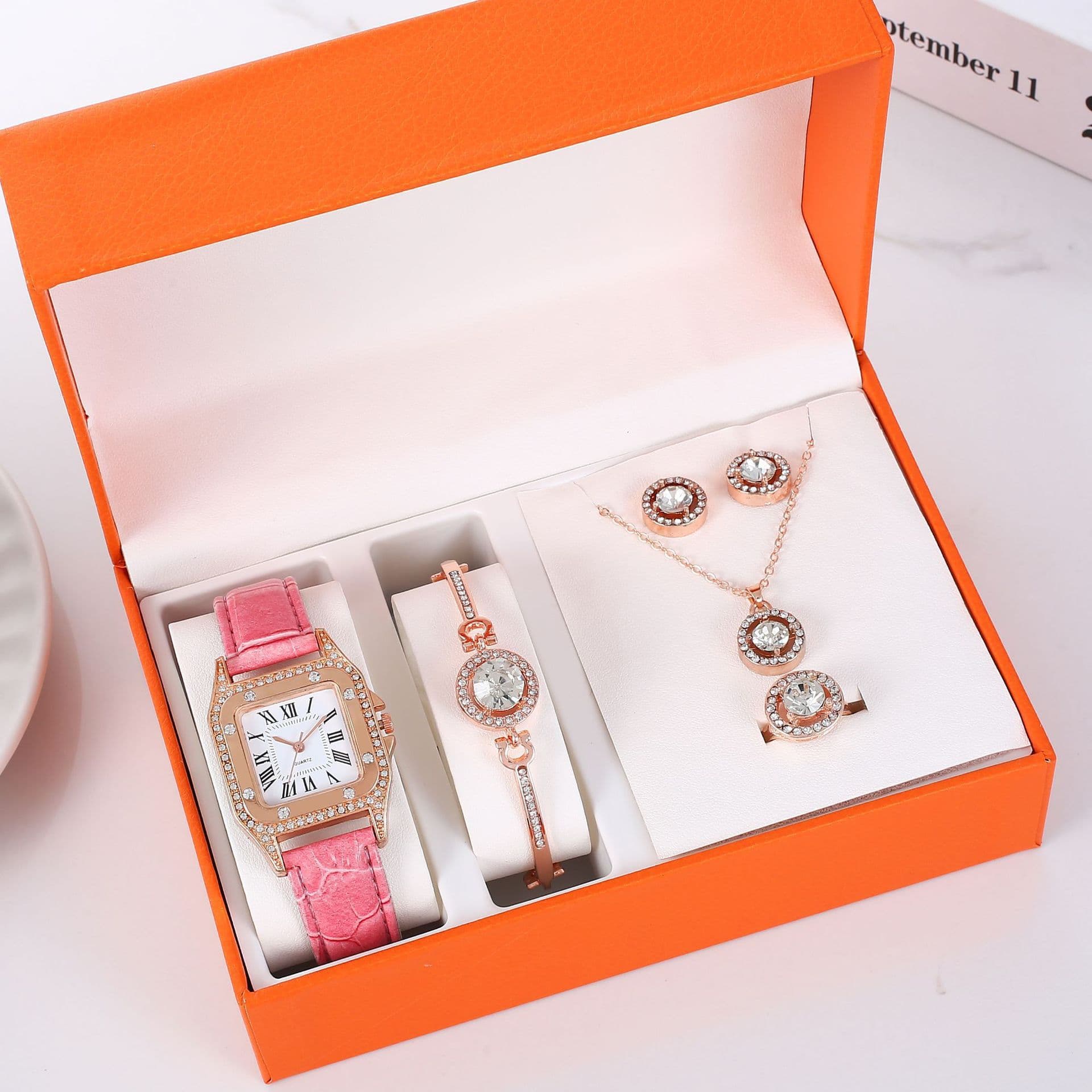 Women's watch five pieces suit foreign trade quartz With box Wrist watch set