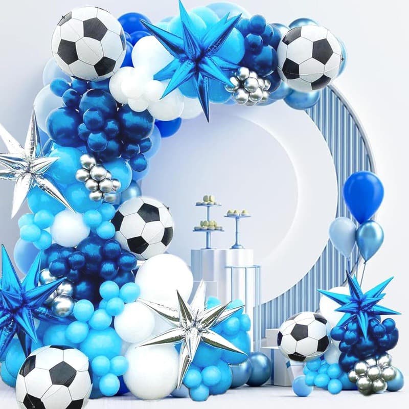 Football Theme Balloon Chain Set Blue Exploding Star Balloon Boy Birthday Party Decoration Supplies Inflatable